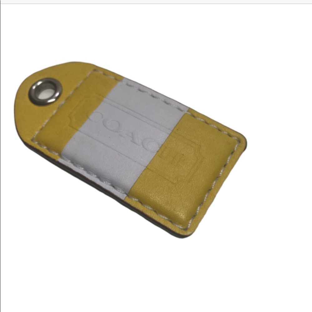 Leather Yellow and White Stripe Coach Tag